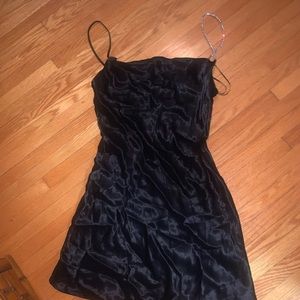 Satin black mini dress